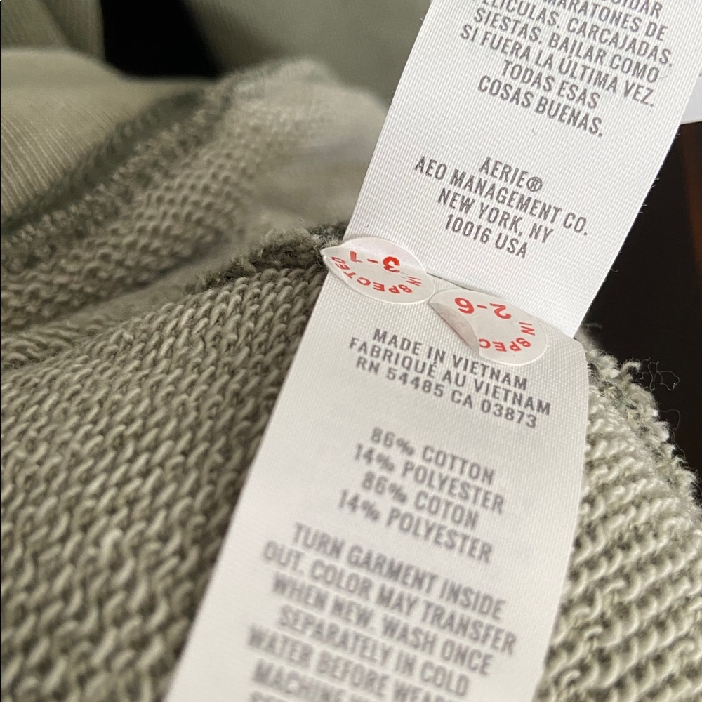 XL Aerie Oversized Sage Green  Distressed Sweatshirt with Balloon Sleeves, NWT - Picture 11 of 17